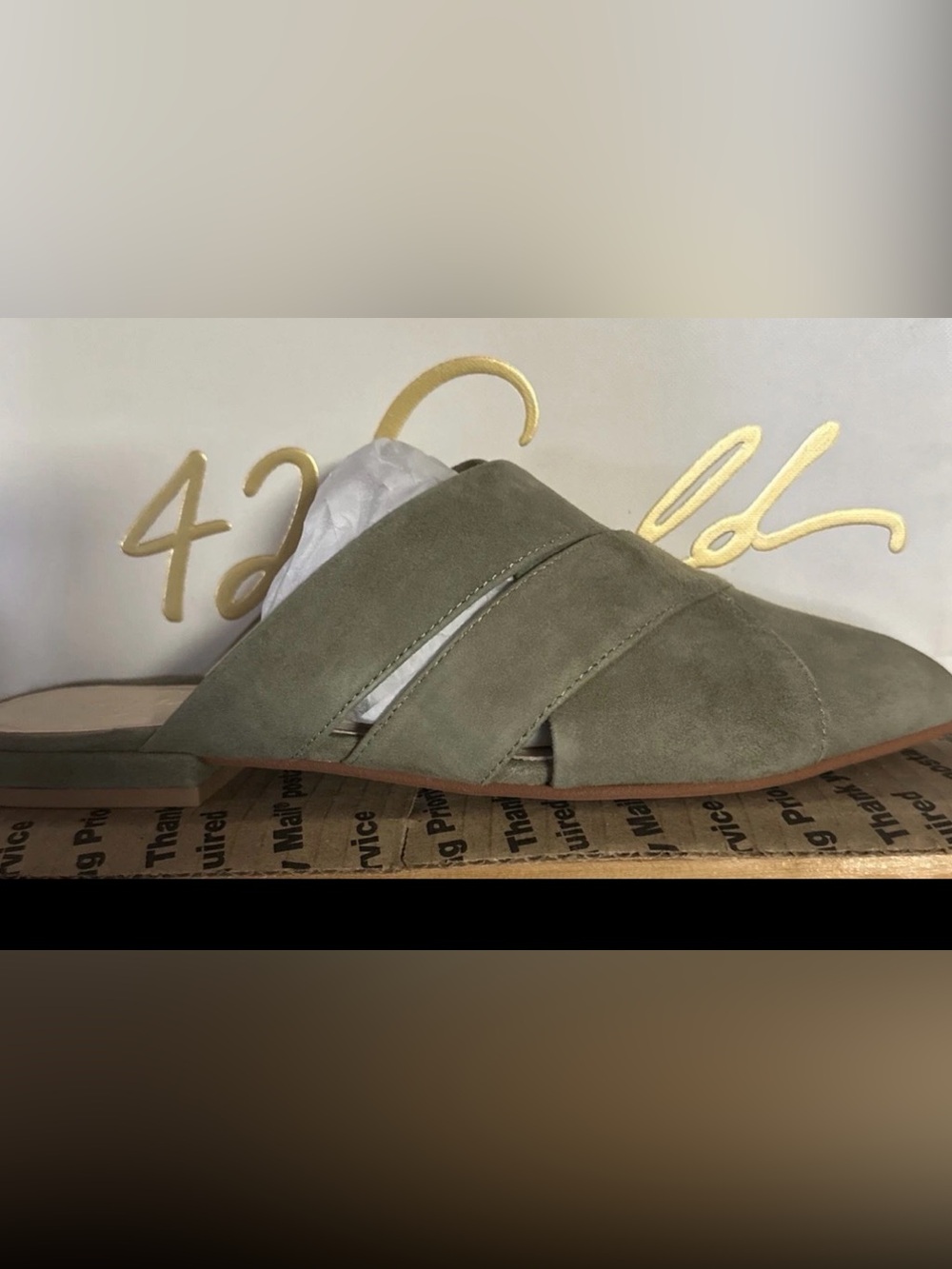 42 Gold Womens Carra Slip On Mule Shoes Highland Green Size 7.5 M US